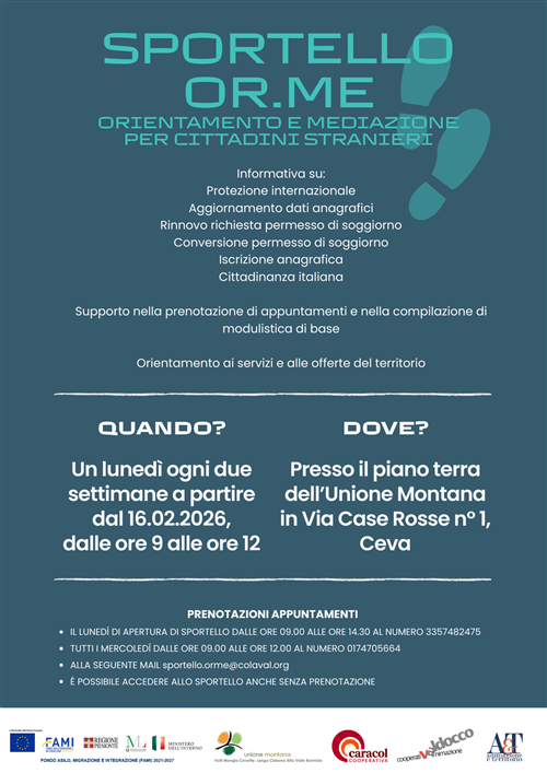 Avvio dello sportello O.R.ME. â€“ Orientamento e Mediazione per cittadini stranieri
